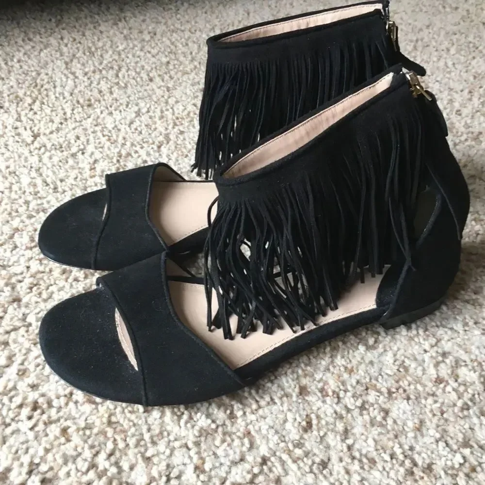 NWOB Paul Andrew x J. Crew Fringe Flat Sandals